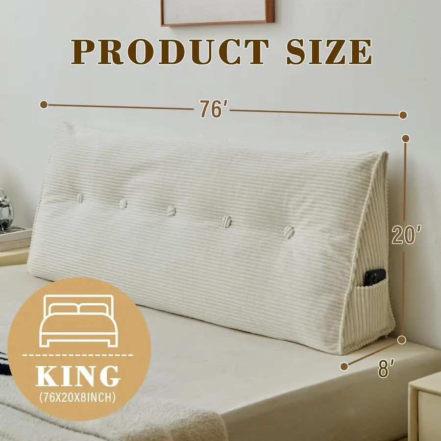 Headboard Pillow for Bed, King Dorm Headboard Support for Sitting Up Reading, Relaxing, Removable Washable Corduroy Cover, Polye
Headboard Pillow for Bed, King Dorm Headboard Support for Sitting Up Reading, Relaxing, Removable Washable Corduroy Cover, Polye