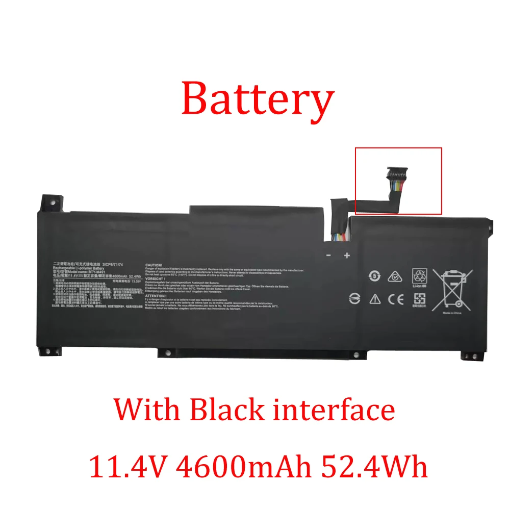 Laptop Battery For MSI Modern 15 A10RB A10RB-033CN 034CN 041TW 11.4V 4600mAh 52.4Wh With Black interface New
Laptop Battery For MSI Modern 15 A10RB A10RB-033CN 034CN 041TW 11.4V 4600mAh 52.4Wh With Black interface New