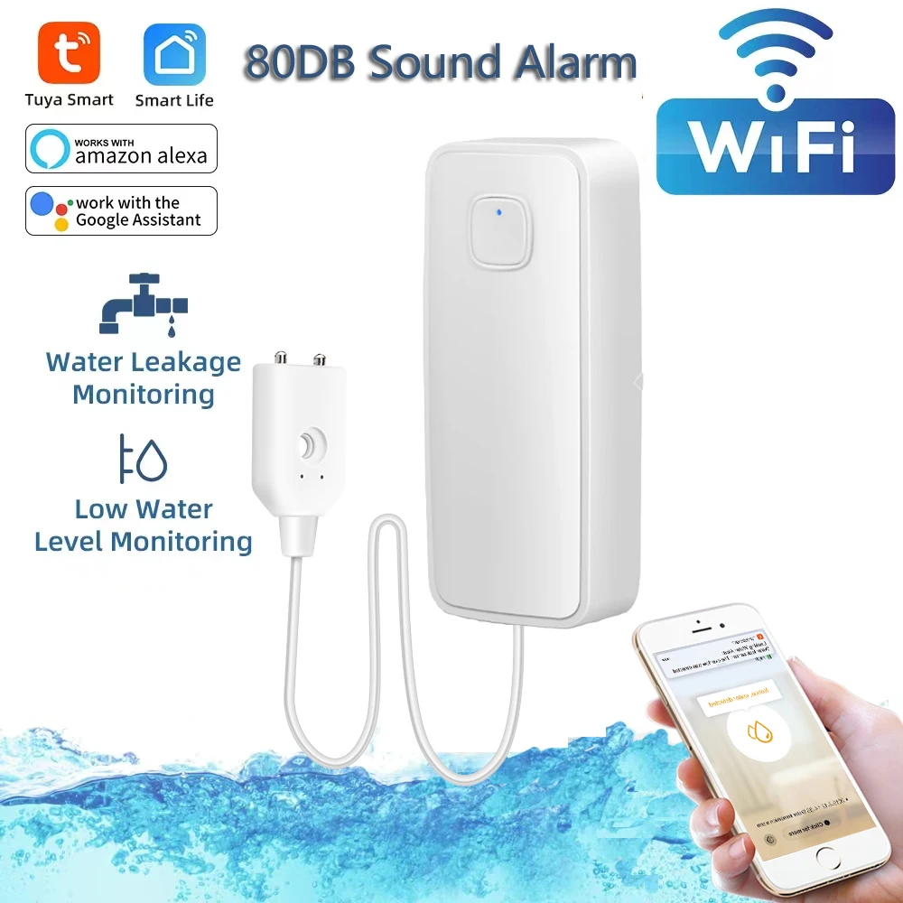 Смарт-датчик утечки воды Tuya, Wi-Fi, звуковая сигнализация, детектор уровня перелива воды, защита от утечки воды, умный дом
Смарт-датчик утечки воды Tuya, Wi-Fi, звуковая сигнализация, детектор уровня перелива воды, защита от утечки воды, умный дом