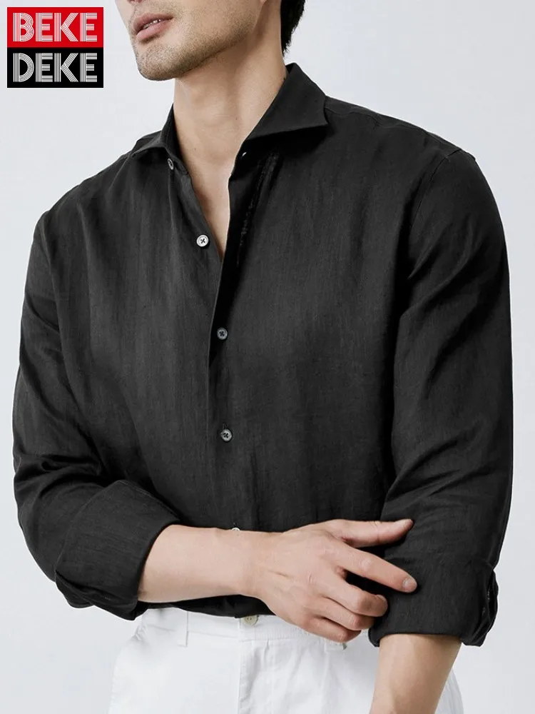Business Casual Lapel Long Sleeves Male Comfortable Shirts Solid Color Single-Breasted Breathable Tops Fashion Men Linen Shirt
Business Casual Lapel Long Sleeves Male Comfortable Shirts Solid Color Single-Breasted Breathable Tops Fashion Men Linen Shirt