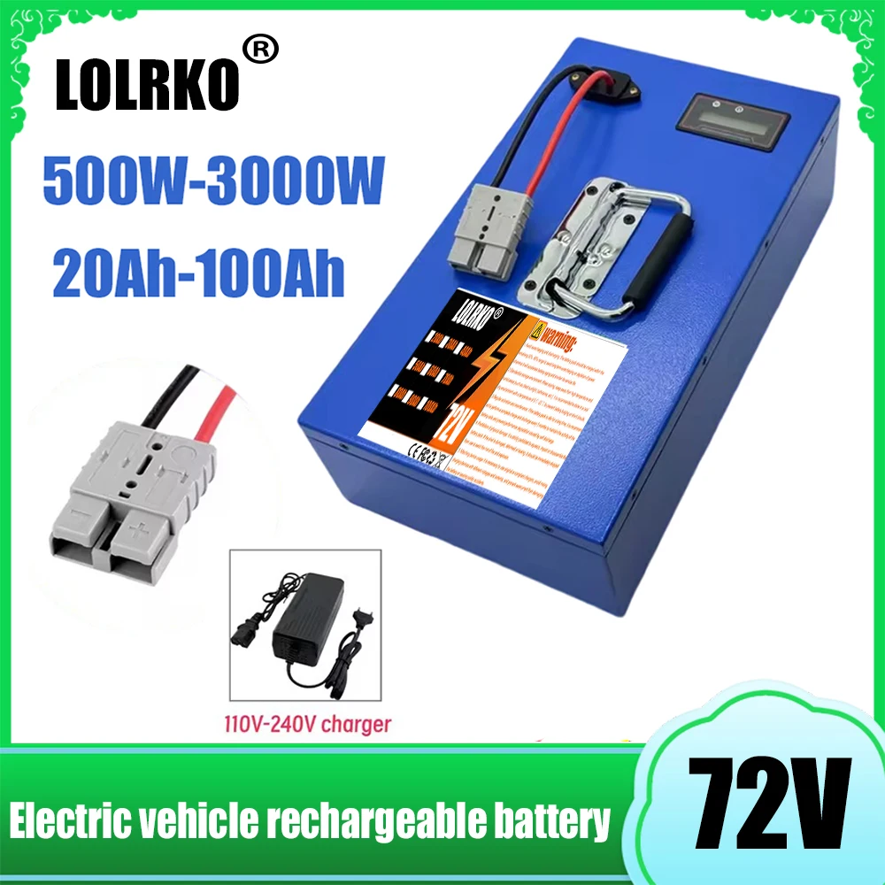 72V scooter battery 20AH-100AH 18650 lithium-ion battery with BMS 40AH and charger, suitable for motor power below 3000W
72V scooter battery 20AH-100AH 18650 lithium-ion battery with BMS 40AH and charger, suitable for motor power below 3000W