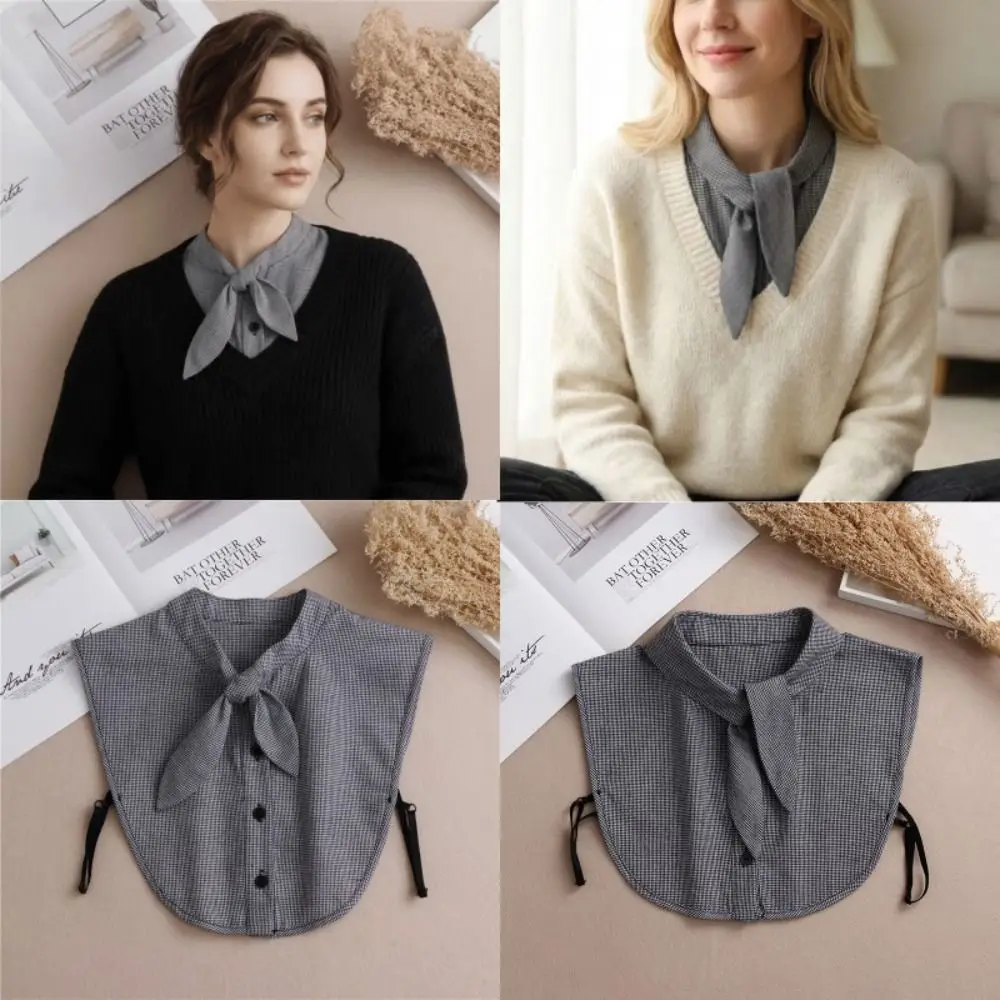 Decorative Cotton Fake Collar Removable Bow Tie Half Shirts Plaid Detachable Collar Women
Decorative Cotton Fake Collar Removable Bow Tie Half Shirts Plaid Detachable Collar Women