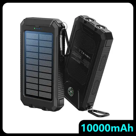 Banco de energia solar externo versátil 10000mAh 4 em 1: carga/luz para uso durante todo o dia