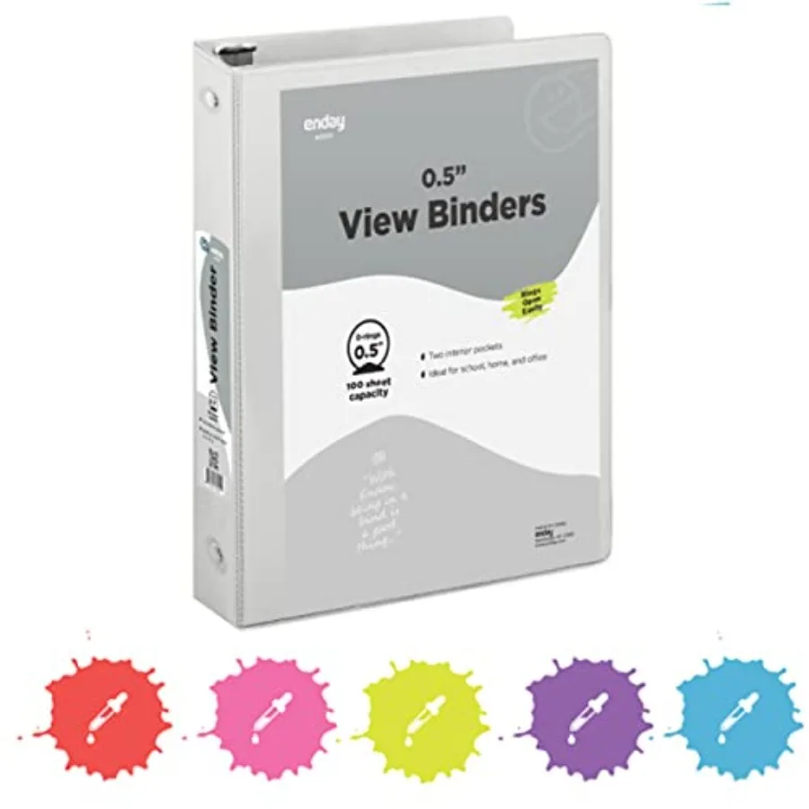 1/2 Inch Binder, 3 Ring Binder, 0.5 Inch Heavy Duty Three Ring Binder, 100 Sheets Capacity - for Home School and Office
1/2 Inch Binder, 3 Ring Binder, 0.5 Inch Heavy Duty Three Ring Binder, 100 Sheets Capacity - for Home School and Office