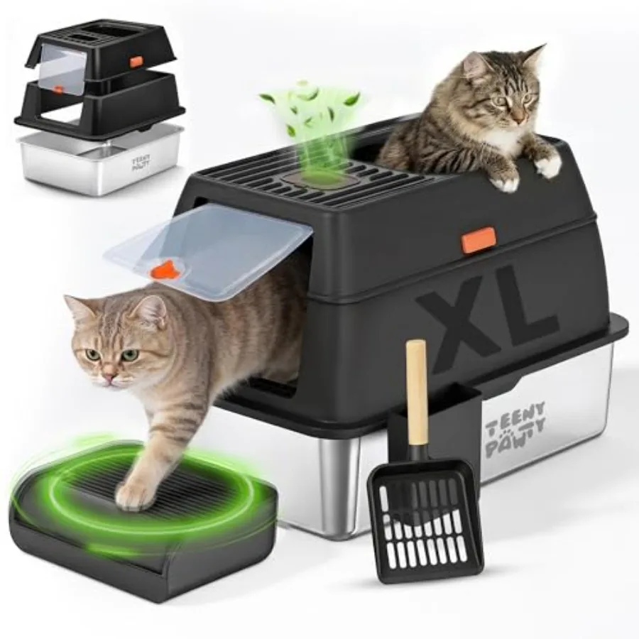 XL Stainless Steel Cat Litter Box with Enclosure and Pooper Scooper - Durable Metal Litter Box for Big Cats High Sides for Anti
XL Stainless Steel Cat Litter Box with Enclosure and Pooper Scooper - Durable Metal Litter Box for Big Cats High Sides for Anti
