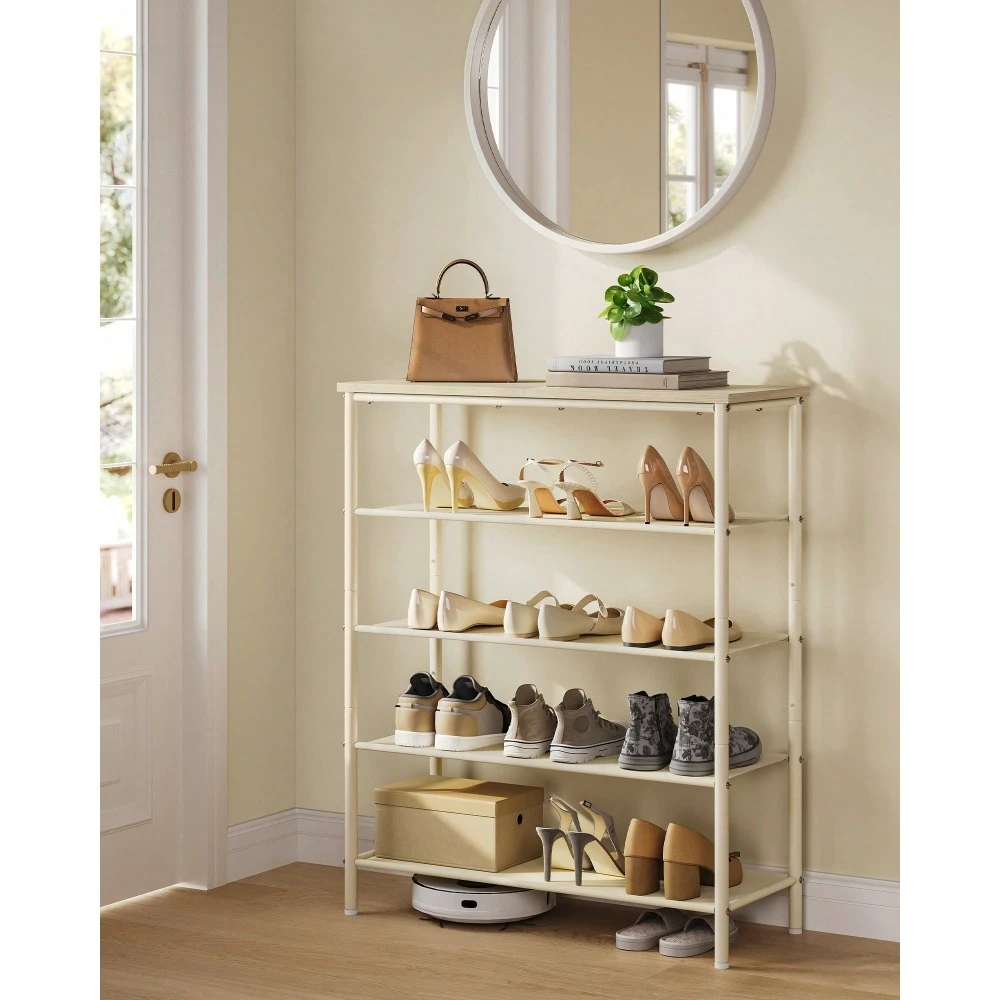 Shoe Rack, 5-Tier Shoe Storage Organizer For Entryway And Closet, Holds 12-16 Pairs Of Shoes, 4 Fabric Shelves, Steel Fr
Shoe Rack, 5-Tier Shoe Storage Organizer For Entryway And Closet, Holds 12-16 Pairs Of Shoes, 4 Fabric Shelves, Steel Fr