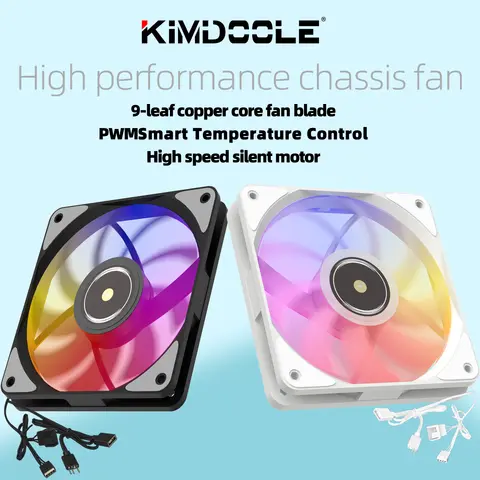 Kimdoole High-Performance Chassis Cooling Fan 120 x 15mm 4Pin PWM Argb Silent Computer Fan FDB Bearing Support CPU Heatsink