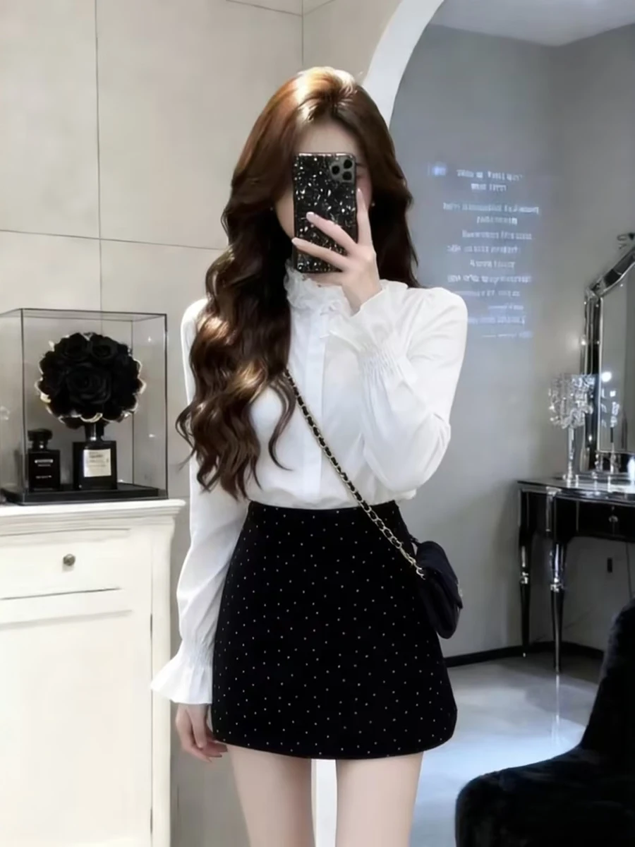Ele Ruffle Collar Long Sve White irt Women's Spring 2026 High Waist Polka Dot Skirt Two-Piece Set Faionable E...
Ele Ruffle Collar Long Sve White irt Women's Spring 2026 High Waist Polka Dot Skirt Two-Piece Set Faionable E...
