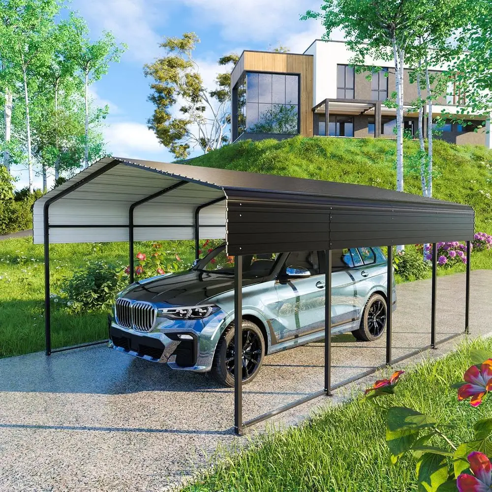 Metal Carport 13 * 20 T Heavy Duty Carport with Galvanized Steel Roo Multi-Use Shelter Outdoor Portable Garage or Car, Boat, Pic
Metal Carport 13 * 20 T Heavy Duty Carport with Galvanized Steel Roo Multi-Use Shelter Outdoor Portable Garage or Car, Boat, Pic