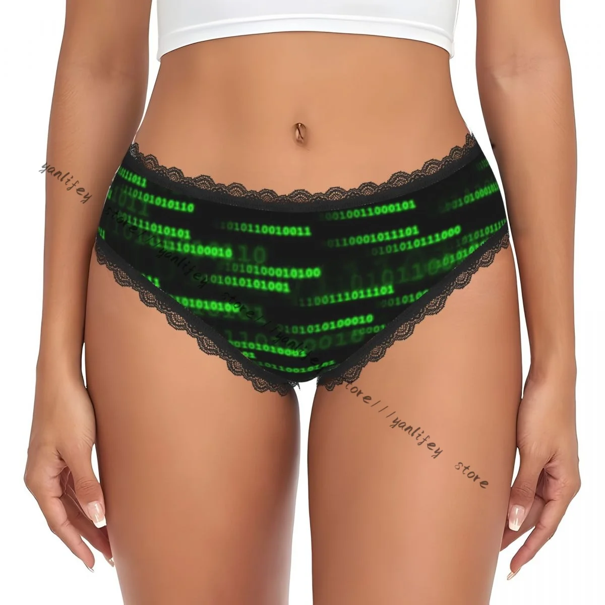 Ladies Elegant Lace Low Waist Panties Green Matrix Print Sexy Briefs Underwear
Ladies Elegant Lace Low Waist Panties Green Matrix Print Sexy Briefs Underwear