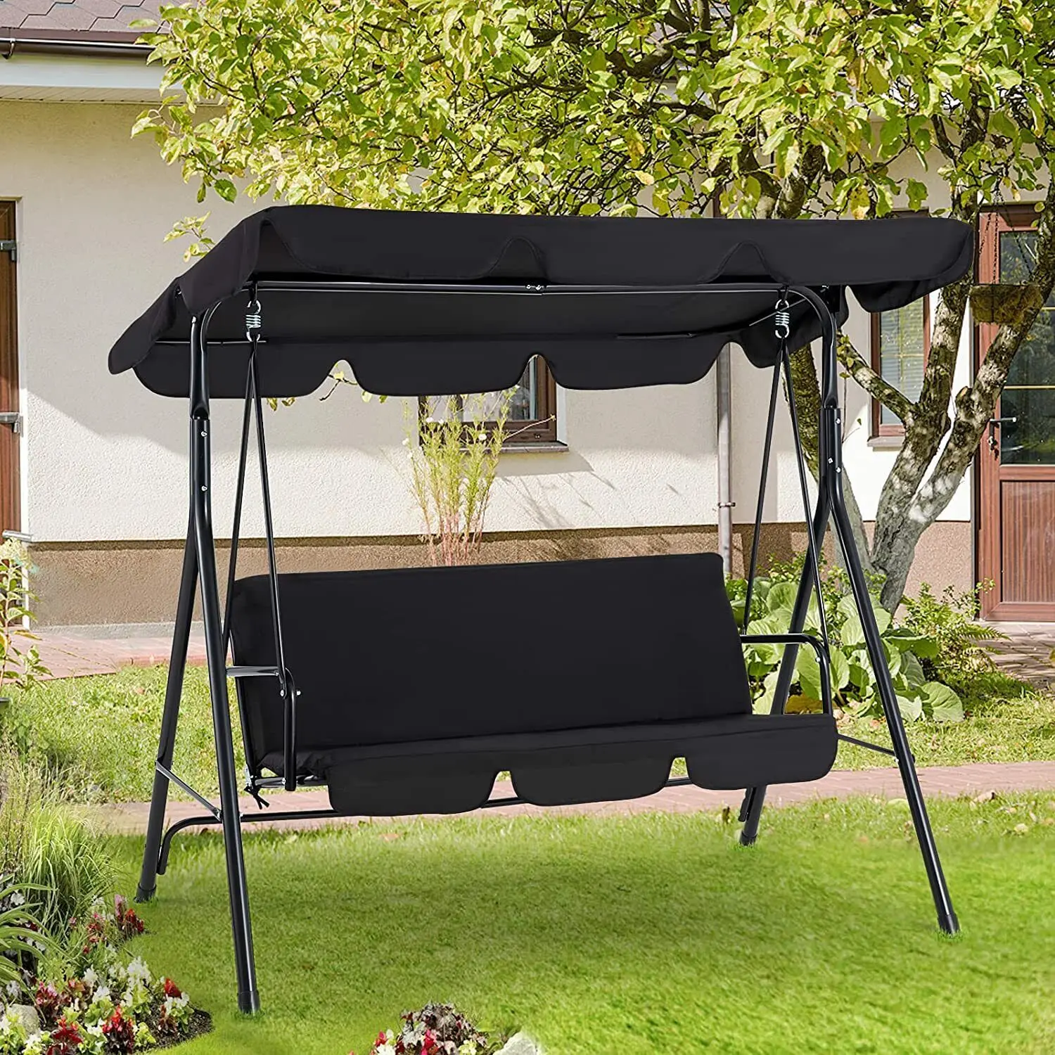 Porch Swing 3-Person Outdoor Swing Chair Patio Hanging Swing W/ Canopy Cushion
Porch Swing 3-Person Outdoor Swing Chair Patio Hanging Swing W/ Canopy Cushion