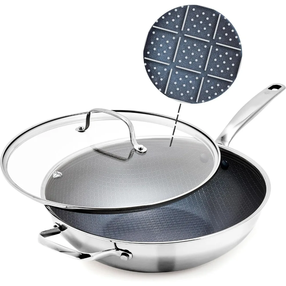 Blue Diamond Hybrid Nonstick Stainless Steel 12” Wok with Lid, PFAS-Free Ceramic Diamond Bond Stir-Fry Pan, Induction Ready
Blue Diamond Hybrid Nonstick Stainless Steel 12” Wok with Lid, PFAS-Free Ceramic Diamond Bond Stir-Fry Pan, Induction Ready