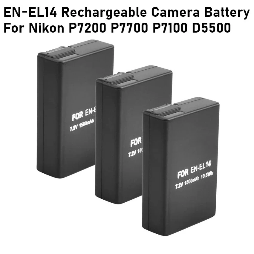1500mAh Li-ion EN-EL14 Rechargeable Camera Battery for Nikon P7200 P7700 P7100 D5500 D5300 D5200 D3200 D3300 D5100 D3100 L50
1500mAh Li-ion EN-EL14 Rechargeable Camera Battery for Nikon P7200 P7700 P7100 D5500 D5300 D5200 D3200 D3300 D5100 D3100 L50