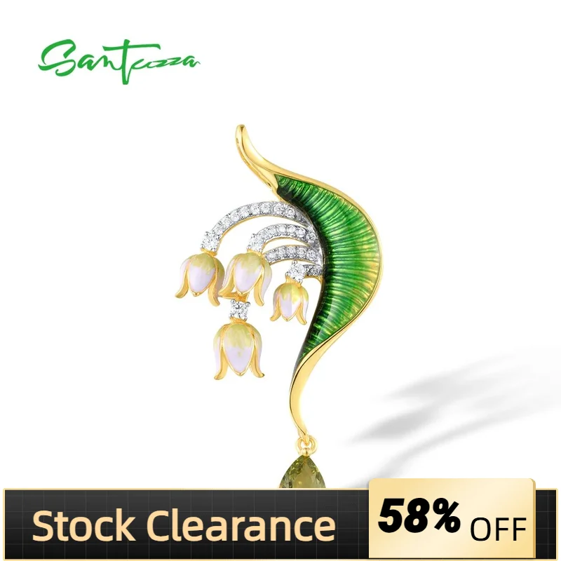 SANTUZZA Pure 925 Sterling Silver Pendant for Women Green Stones White CZ Enamel Flower Pendant Trendy Fine Jewelry HANDMADE 
SANTUZZA Pure 925 Sterling Silver Pendant for Women Green Stones White CZ Enamel Flower Pendant Trendy Fine Jewelry HANDMADE