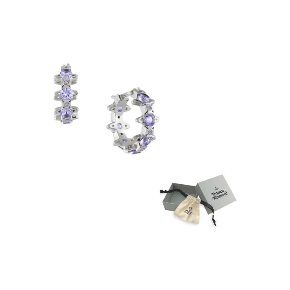 Vivienne Westwood Saturn Rhinestone Embellished Detail Silver Hoop Earrings Women's Lavender 6203007T02P250
Vivienne Westwood Saturn Rhinestone Embellished Detail Silver Hoop Earrings Women's Lavender 6203007T02P250