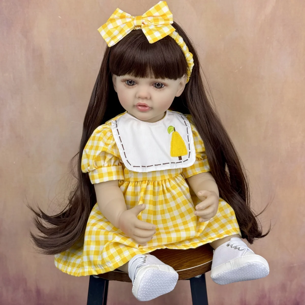 BZDOLL 55CM Full Vinyl Body Reborn Baby Doll Toy Dress Up Brown Long Hair Princess Toddler Sweet Doll Handmade Birthday Gift
BZDOLL 55CM Full Vinyl Body Reborn Baby Doll Toy Dress Up Brown Long Hair Princess Toddler Sweet Doll Handmade Birthday Gift