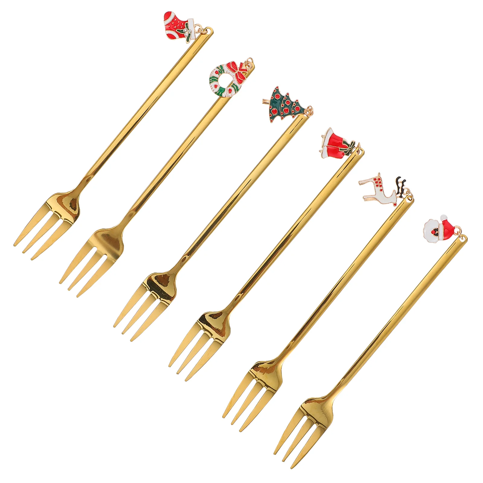 Mini Appetizers Forks Christmas Spoon Gift Box Flatware Stainless Steel Fruit Golden 304 Material
Mini Appetizers Forks Christmas Spoon Gift Box Flatware Stainless Steel Fruit Golden 304 Material