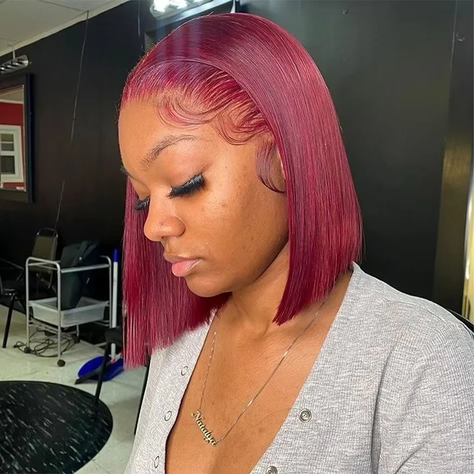 99J Short Bob Human Hair Wigs Brazilian Burgundy Straight 13x4 HD Transparent Lace Front Wig For Women Pre Plucked Hairline
99J Short Bob Human Hair Wigs Brazilian Burgundy Straight 13x4 HD Transparent Lace Front Wig For Women Pre Plucked Hairline