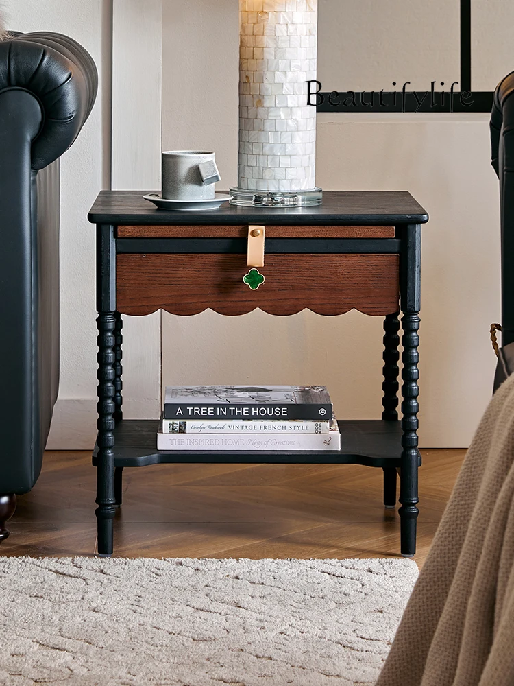 French retro living room side table household solid wood simple shelf coffee table
French retro living room side table household solid wood simple shelf coffee table