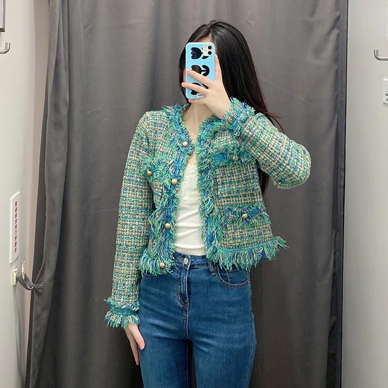 2023 Vintage Small Fragrance Tweed Jacket High Quality Coat Women's Spring Autumn Casual Fried Street Short Coat Plaid Outwear
2023 Vintage Small Fragrance Tweed Jacket High Quality Coat Women's Spring Autumn Casual Fried Street Short Coat Plaid Outwear