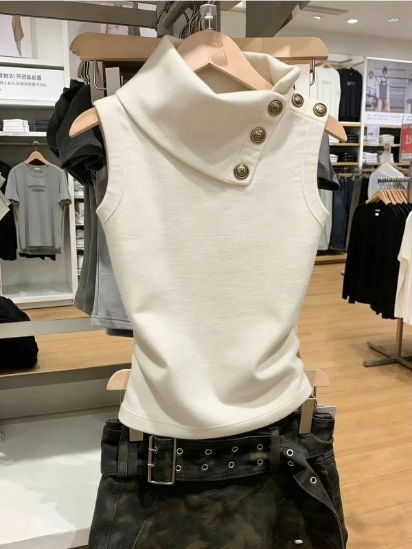 Slimming High Collar Sleeveless Vest Women's Summer New Style Waist Cinched Grey Beige Top Comfortable Cotton Blend Korean Style
Slimming High Collar Sleeveless Vest Women's Summer New Style Waist Cinched Grey Beige Top Comfortable Cotton Blend Korean Style