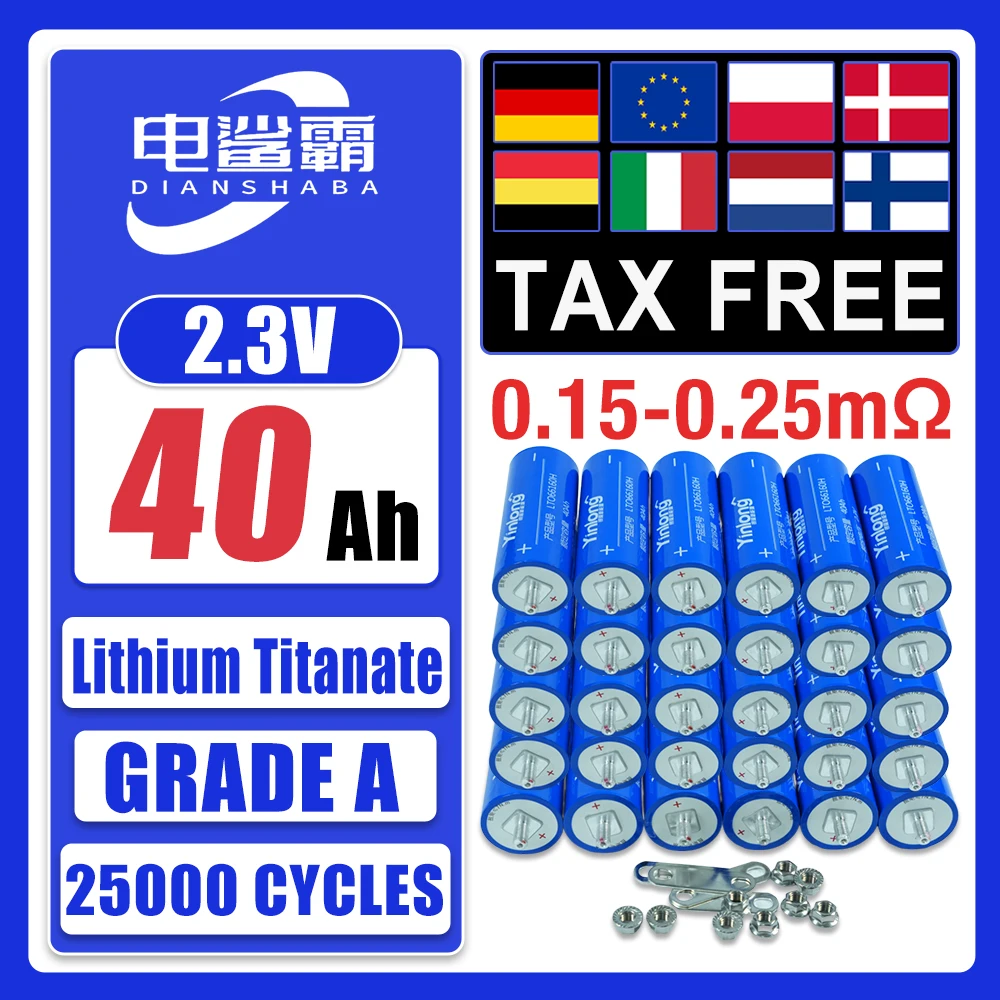 GRADE A 25000 CYCLES 2.3V 40Ah 100% LTO 66160 Original YinLong Lithium Titanate Battery Household electricity consumption
GRADE A 25000 CYCLES 2.3V 40Ah 100% LTO 66160 Original YinLong Lithium Titanate Battery Household electricity consumption