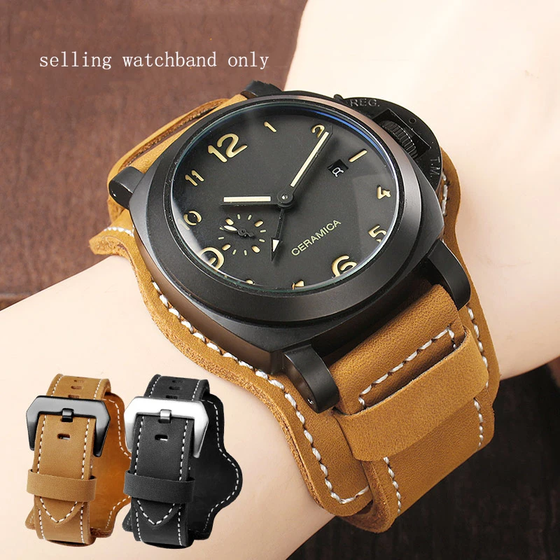 Vintage Cowhide Watch Strap 22mm 24mm 26mm Wrist strap for Panerai PAM441/111 312 black brown Men‘s Bracelet With tray Watchband
Vintage Cowhide Watch Strap 22mm 24mm 26mm Wrist strap for Panerai PAM441/111 312 black brown Men‘s Bracelet With tray Watchband