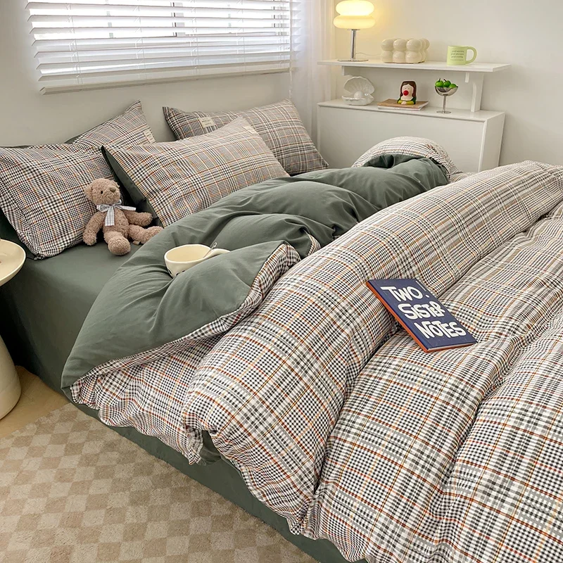 Nordic Plaid Pattern Wash Cotton Bedding Set Duvet Cover Pillowcase Bed Sheet Set Comforter Cover Bed Linens Set Queen King Size
Nordic Plaid Pattern Wash Cotton Bedding Set Duvet Cover Pillowcase Bed Sheet Set Comforter Cover Bed Linens Set Queen King Size