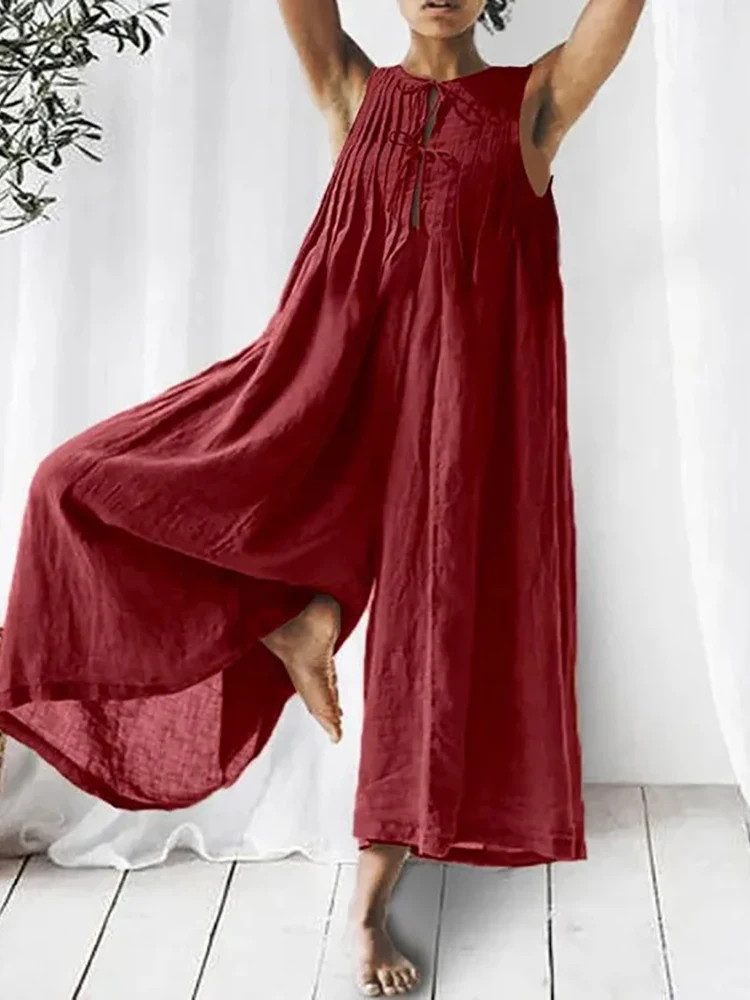 Lady O Neck Cotton Linen Retro Jumpsuits Streetwear Loose Casual Solid Long Pants Summer Women Sleeveless Jumpsuits Dropshipping
Lady O Neck Cotton Linen Retro Jumpsuits Streetwear Loose Casual Solid Long Pants Summer Women Sleeveless Jumpsuits Dropshipping