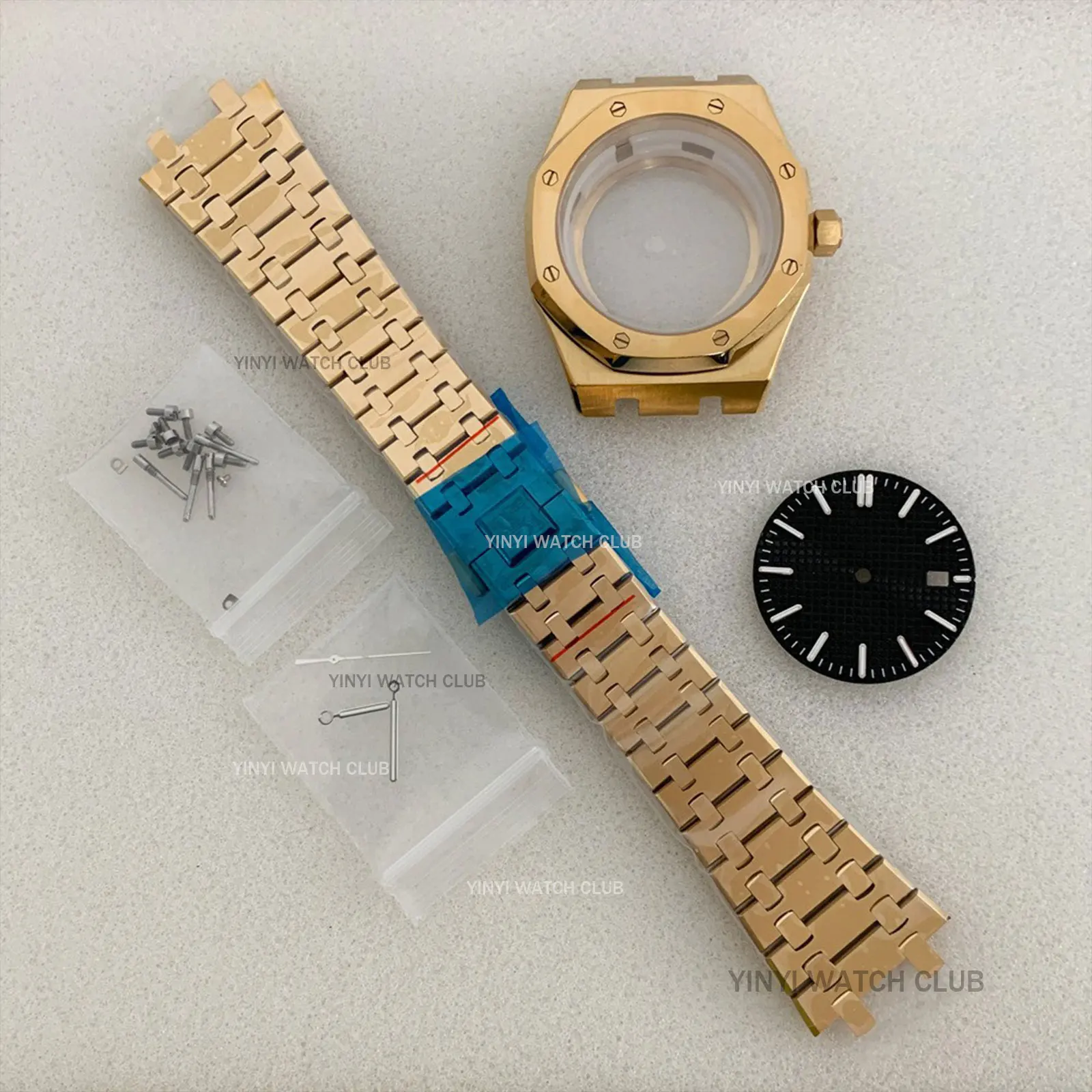 41mm Watch Case Butterfly Buckle Strap Octagonal Gold Watch Case Transparent Bottom Watch Accessories fit Royal Oak NH35/NH36
41mm Watch Case Butterfly Buckle Strap Octagonal Gold Watch Case Transparent Bottom Watch Accessories fit Royal Oak NH35/NH36