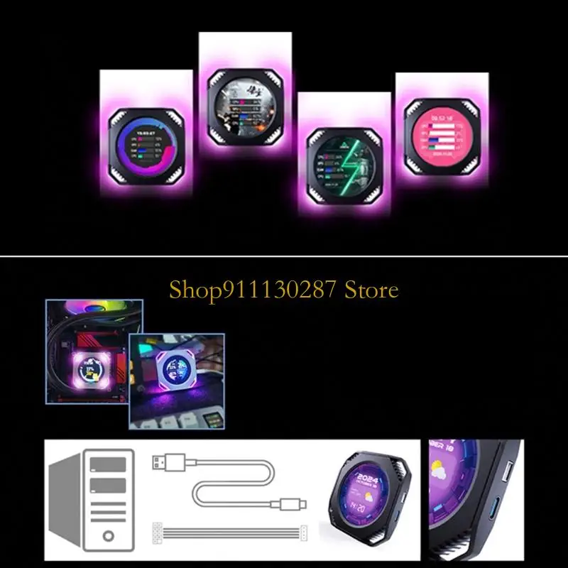 J1HC 2.1In Display Screen, PC Sensors Panel, USB ARGB GPU CPU Temperature Display