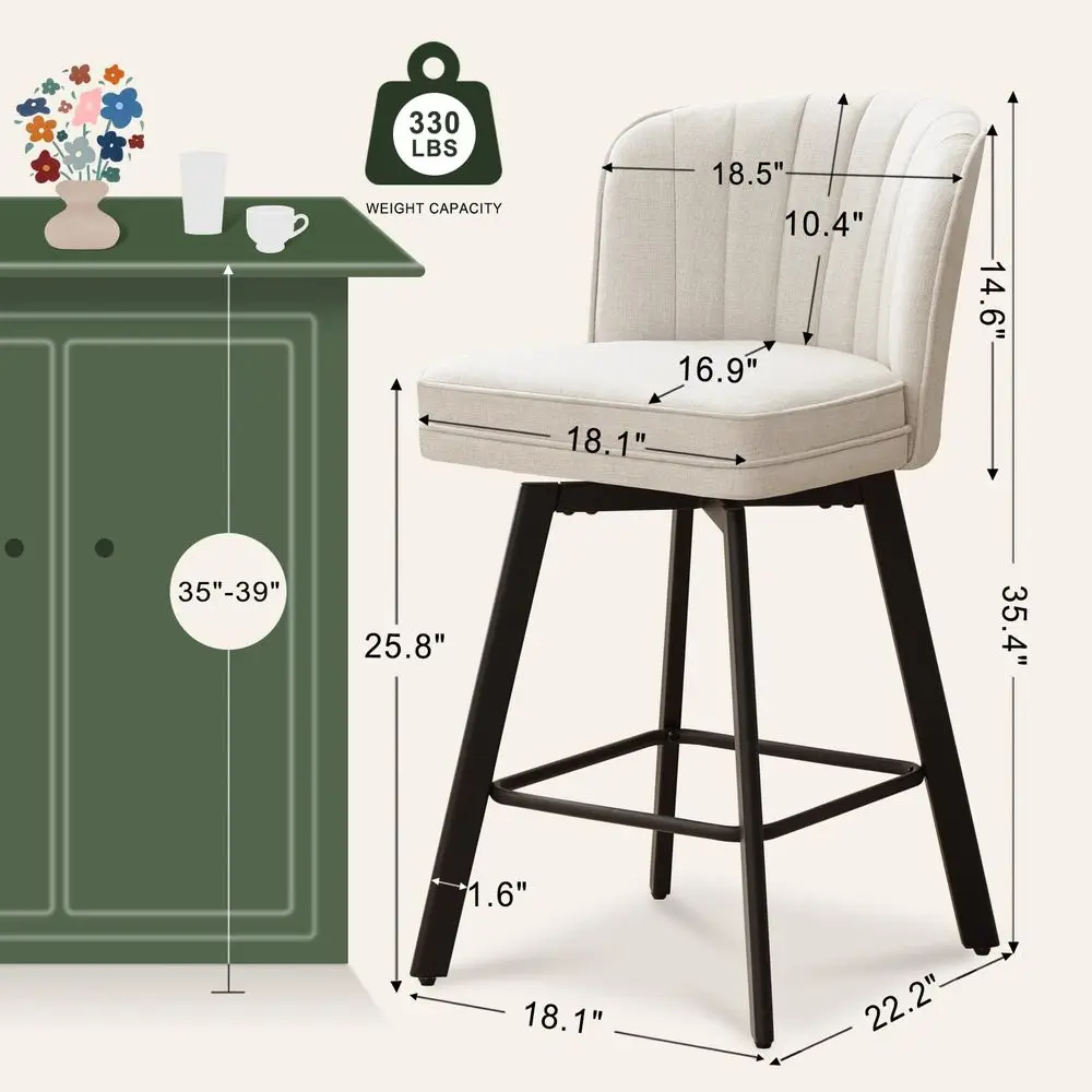 Swivel Counter Height Bar Stools Set of 4, 26 Modern Barstools with Backs and Metal Legs, holstered Bar Chairs, Beige, Fabric
Swivel Counter Height Bar Stools Set of 4, 26 Modern Barstools with Backs and Metal Legs, holstered Bar Chairs, Beige, Fabric