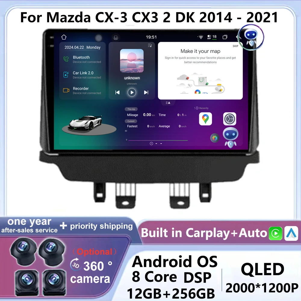 Автомобильный радиоприемник Android 14 экран для Mazda CX-3 CX3 Mazda 2 DK 2014-2021 стерео Мультимедийный видеоплеер GPS навигация QLED WIFI BT
Автомобильный радиоприемник Android 14 экран для Mazda CX-3 CX3 Mazda 2 DK 2014-2021 стерео Мультимедийный видеоплеер GPS навигация QLED WIFI BT