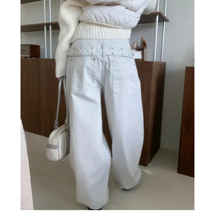 Retro Studs Rivet Wide Leg Loose Jeans High Waist Casual Straight Leg Jeans Pure Color Long Pants Cotton Denim Breathable
Retro Studs Rivet Wide Leg Loose Jeans High Waist Casual Straight Leg Jeans Pure Color Long Pants Cotton Denim Breathable