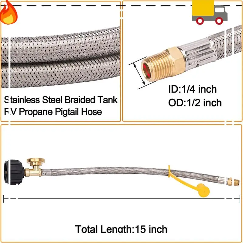 2 Pack Stainless Steel RV Propane Hose With Gauge For 5-40Lb Tanks - Stainless Braided Propane Hose Quick Connect
2 Pack Stainless Steel RV Propane Hose With Gauge For 5-40Lb Tanks - Stainless Braided Propane Hose Quick Connect
