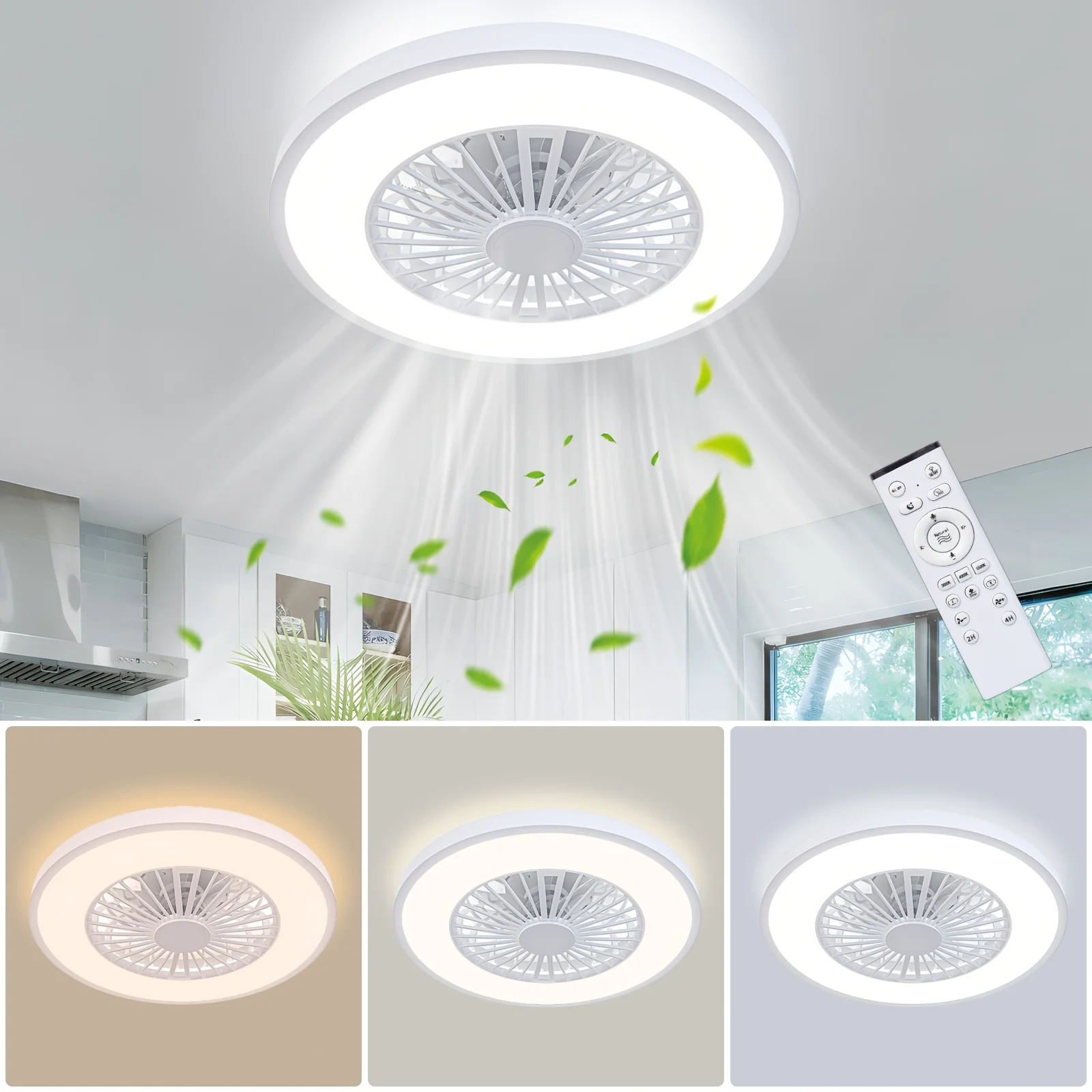 22-Inch Contemporary Ceiling Fan with Light And Remote Control, Featuring 6 Speed Settings, Stepless Dimming from 10% to 100%, Adjustable Brightness Options (3000K Warm, 4000K Natural, 6500K Bright), a Quiet Motor, Timer Function
22-Inch Contemporary Ceiling Fan with Light And Remote Control, Featuring 6 Speed Settings, Stepless Dimming from 10% to 100%, Adjustable Brightness Options (3000K Warm, 4000K Natural, 6500K Bright), a Quiet Motor, Timer Function