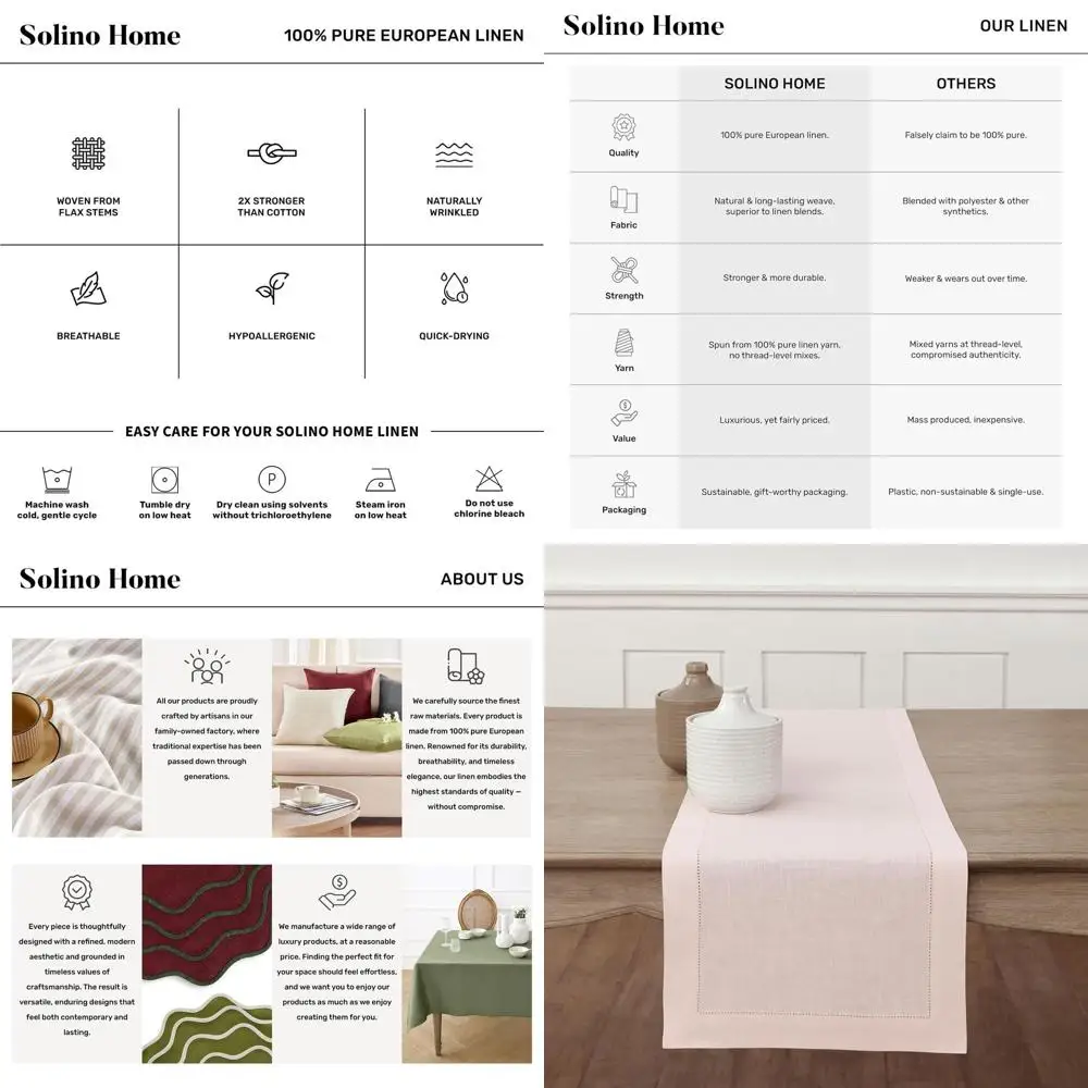 100% Pure Linen Table Runner, 16x90 Inch, Classic Hemstitch, Dining Room Decor
100% Pure Linen Table Runner, 16x90 Inch, Classic Hemstitch, Dining Room Decor