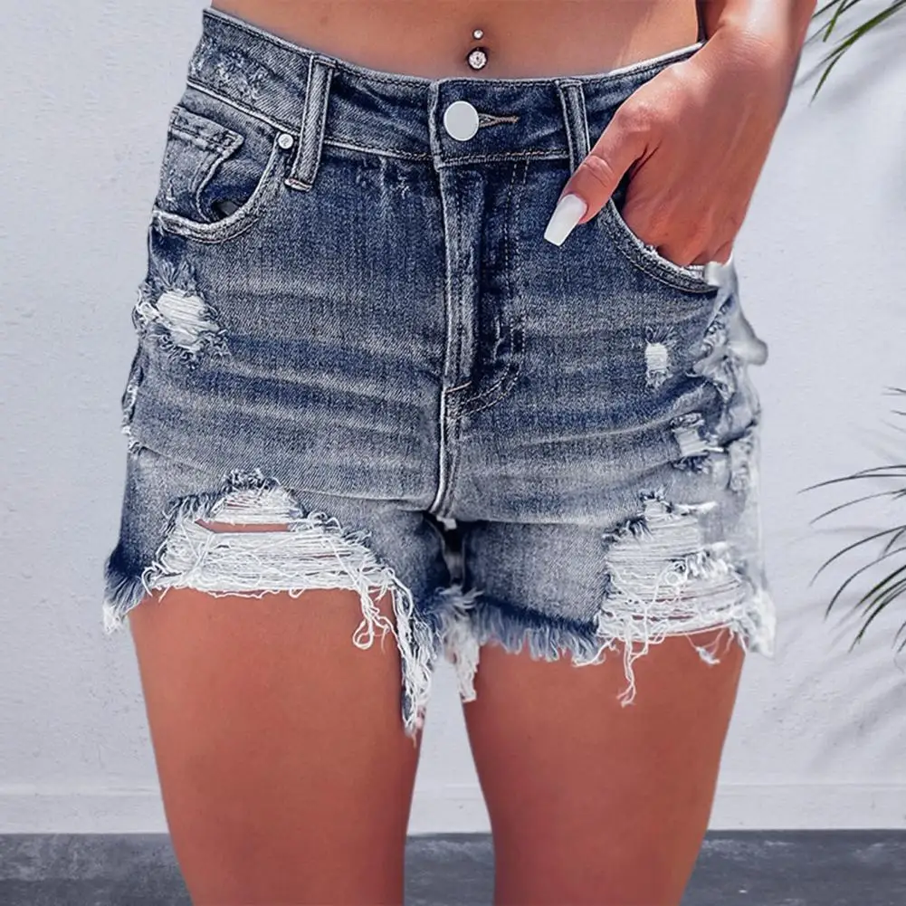 Denim Pants Stylish Women's Denim Shorts with Ripped Holes High Waist Slim Fit Trendy Button Zipper Closure Stretchy for Hot
Denim Pants Stylish Women's Denim Shorts with Ripped Holes High Waist Slim Fit Trendy Button Zipper Closure Stretchy for Hot