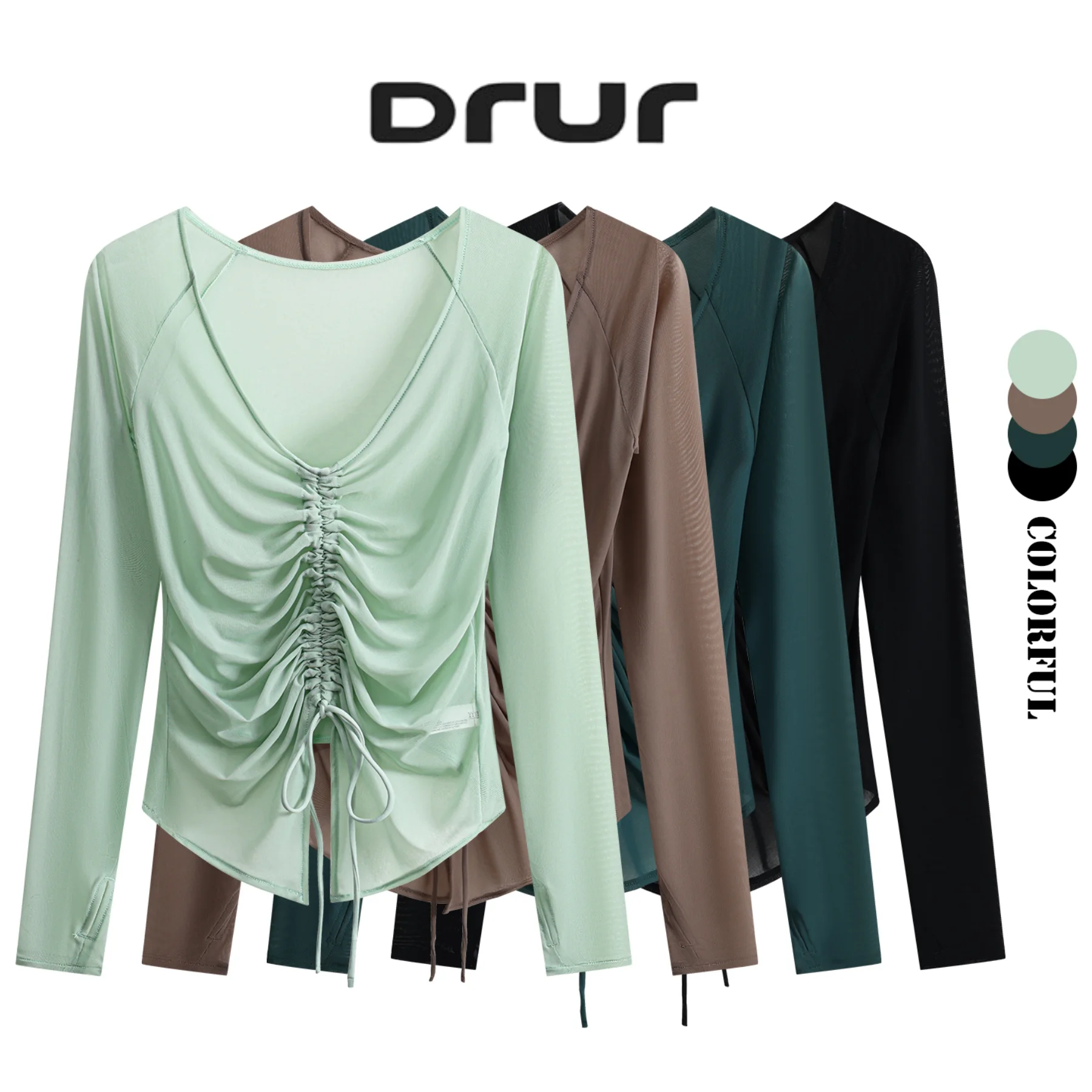 DRUR Ruched Front Yoga Top For Women Lightweight Thin V-neck Long Sleeve Pilates Dance Shirt Casual Streetwear For Airport Beach
DRUR Ruched Front Yoga Top For Women Lightweight Thin V-neck Long Sleeve Pilates Dance Shirt Casual Streetwear For Airport Beach