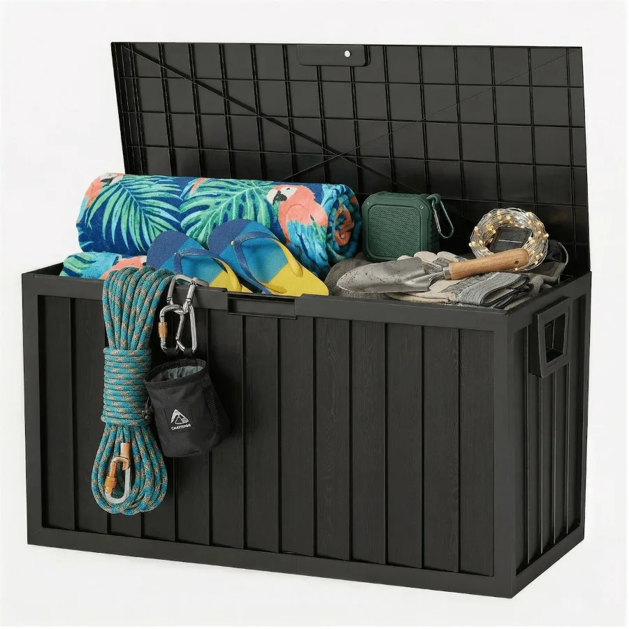 75-Gallon Outdoor Storage Box Waterproof, Lockable Deck Box with Wheels Seat for Patio Cushions, Garden Tools, Pool Backyard Us
75-Gallon Outdoor Storage Box Waterproof, Lockable Deck Box with Wheels Seat for Patio Cushions, Garden Tools, Pool Backyard Us