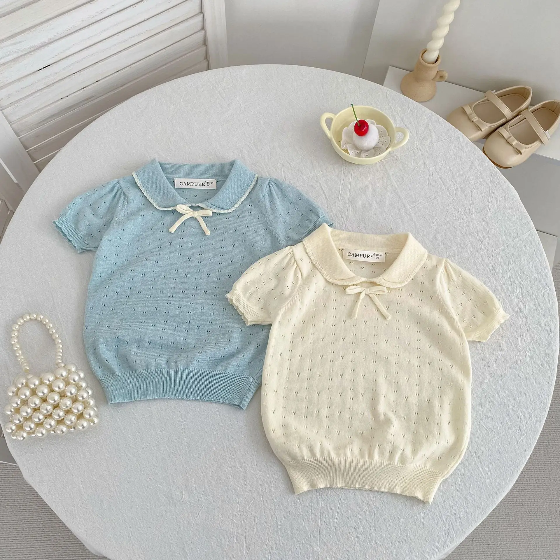 2026 Summer New Children Short Sleeve Knitted T Shirts Girls Sweet Bow Lapel Tops Toddler Thin Cute Knitwear Kids Clothes
2026 Summer New Children Short Sleeve Knitted T Shirts Girls Sweet Bow Lapel Tops Toddler Thin Cute Knitwear Kids Clothes