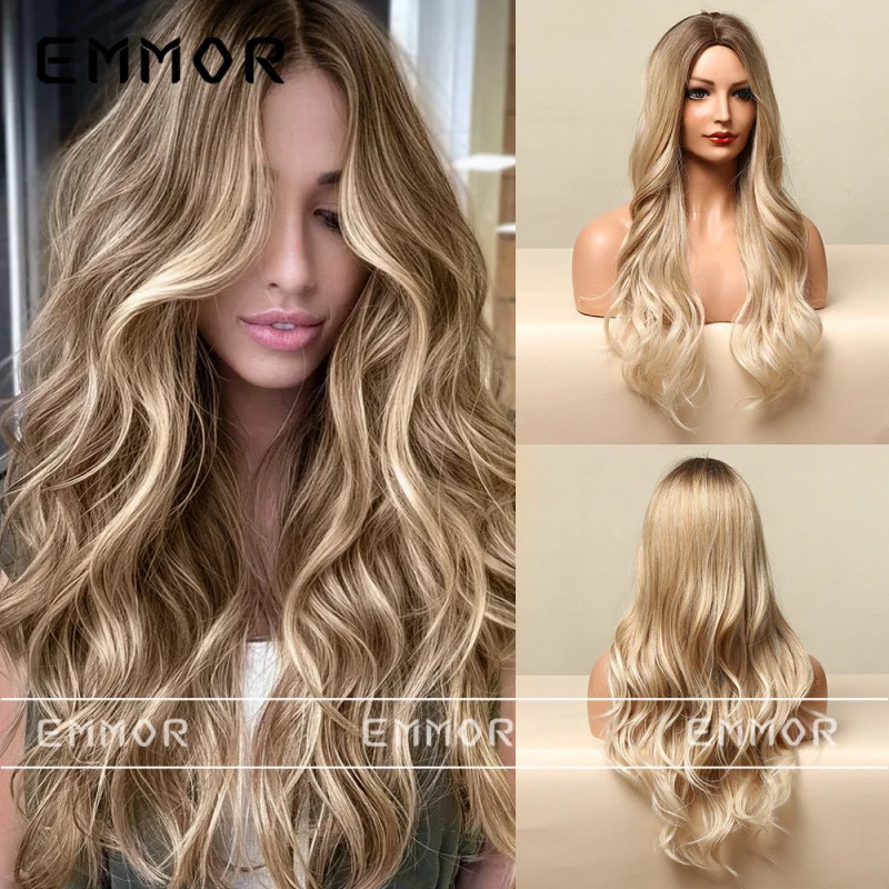 Women's long curly , naturally voluminous, gradient golden color, big waves, popular full head wig
Women's long curly , naturally voluminous, gradient golden color, big waves, popular full head wig