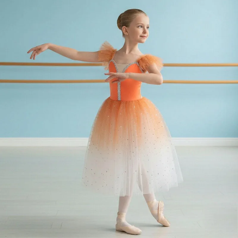 Kids Giselle Ballet Costume Long Leotard Dance Dress with Lace Bubble Sleeves Tulle Skirt Tutu Ballerina Dancewear for Girls
Kids Giselle Ballet Costume Long Leotard Dance Dress with Lace Bubble Sleeves Tulle Skirt Tutu Ballerina Dancewear for Girls