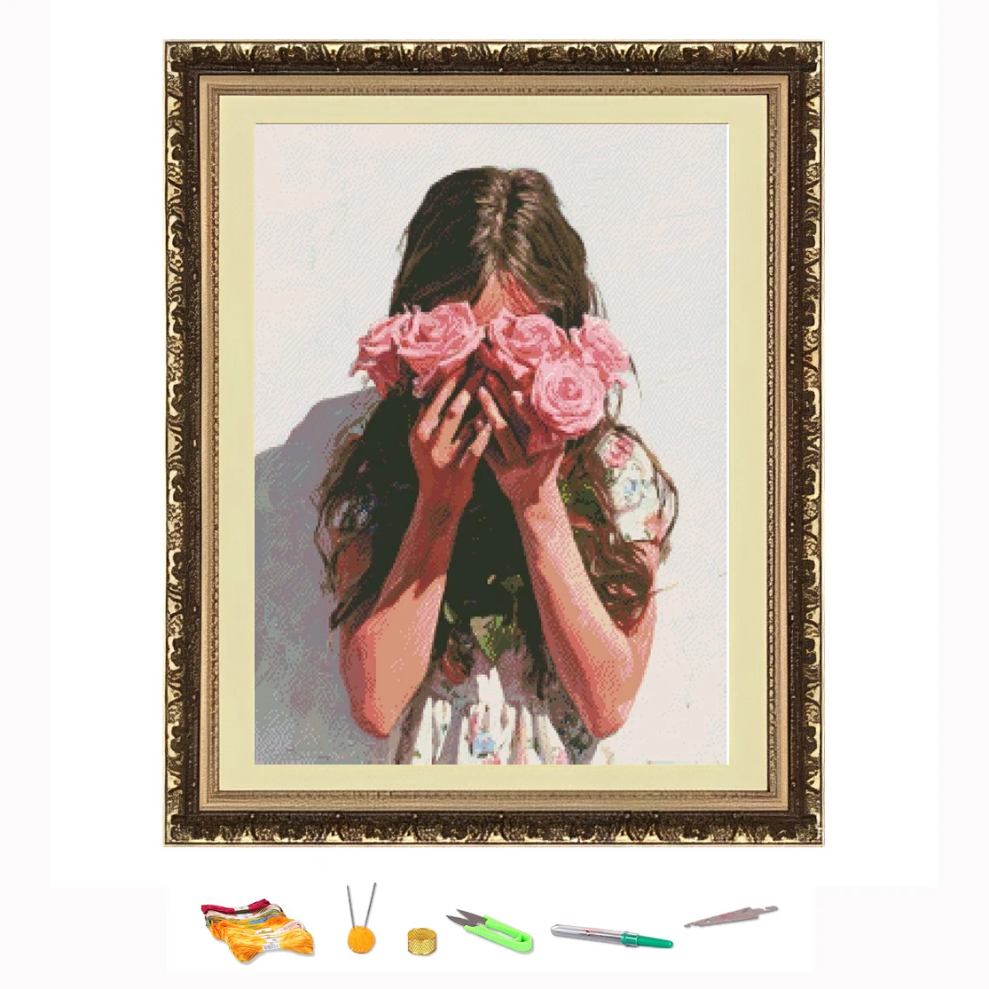 Вышивка крестиком девушка с розовыми цветами, нить для рисования, набор для рукоделия «сделай сам», украшение, напечатанный на холсте 11CT
Вышивка крестиком девушка с розовыми цветами, нить для рисования, набор для рукоделия «сделай сам», украшение, напечатанный на холсте 11CT