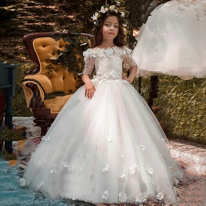Customized Luxury Flower Girl Dresses For Wedding 3D Appliques Half Sleeves Princess Birthday Party First Communion Ball Gown
Customized Luxury Flower Girl Dresses For Wedding 3D Appliques Half Sleeves Princess Birthday Party First Communion Ball Gown