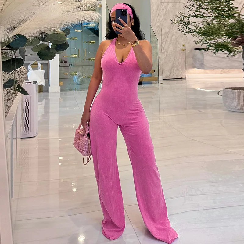 Women Printed Loose Tank Jumpsuits with Headband Sexy V Neck Sleeveless Backless Ruched Peach Hip Wide Leg Pants Overalls
Women Printed Loose Tank Jumpsuits with Headband Sexy V Neck Sleeveless Backless Ruched Peach Hip Wide Leg Pants Overalls