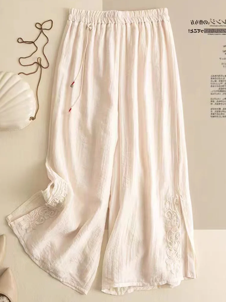 Женские повседневные брюки с высокой талией, длиной 7/8, с художественной вышивкой, легкие, двухслойные, из хлопка и льна, широкие штанины
Женские повседневные брюки с высокой талией, длиной 7/8, с художественной вышивкой, легкие, двухслойные, из хлопка и льна, широкие штанины