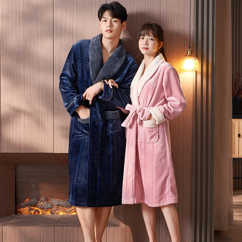 Couple's Winter Flannel Robe Women Soft Spa Fashion Thick Warm Bathrobe Long Sleeve Coral Fleece Bathrobe Nightgown Kimono Male
Couple's Winter Flannel Robe Women Soft Spa Fashion Thick Warm Bathrobe Long Sleeve Coral Fleece Bathrobe Nightgown Kimono Male