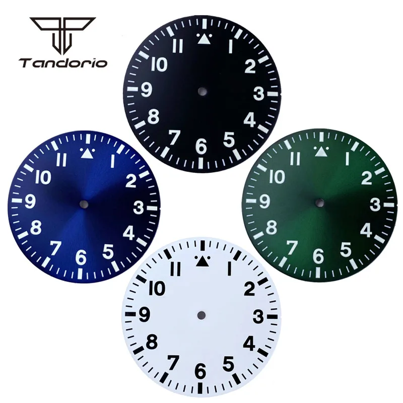 38mm Pilot Watch Dial+Hands Black/Blue/Green/White Color Wristwatch Accessory Arabic Marks Luminous Fit NH35 NH36 ETA2824 PT5000
38mm Pilot Watch Dial+Hands Black/Blue/Green/White Color Wristwatch Accessory Arabic Marks Luminous Fit NH35 NH36 ETA2824 PT5000