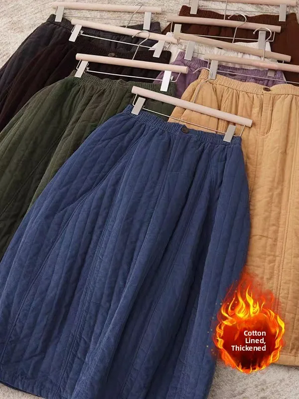 Winter Pure Color Quilted Cotton Slim Corduroy A-Line Skirt plus Size Women's Retro All-Match Loose Cotton Skirt
Winter Pure Color Quilted Cotton Slim Corduroy A-Line Skirt plus Size Women's Retro All-Match Loose Cotton Skirt